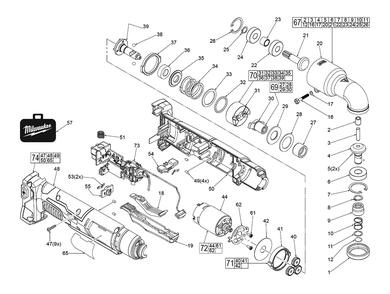 Fig-0 Diagram and Parts List for 2667-21CT G10A Milwaukee Impact Driver