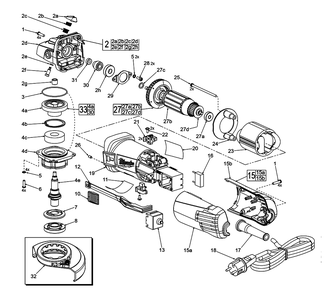 Fig-0 Diagram and Parts List for 6148-59 C42A Milwaukee Angle Grinder
