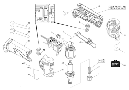 Fig-0 Diagram and Parts List for 2485-20 K92A Milwaukee Die Grinder