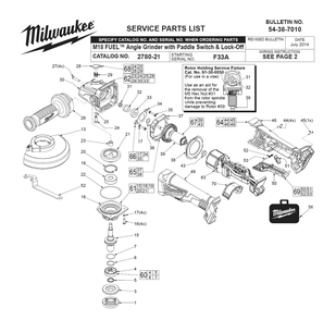 Fig-0 Diagram and Parts List for 2780-21 F33A Milwaukee Angle Grinder