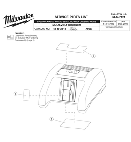 Fig-0 Diagram and Parts List for 48-59-2818 A96C Milwaukee Charger