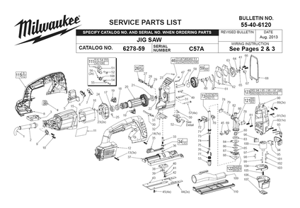 Part Location Diagram of 42-36-0281 Milwaukee Blade Guide Assy