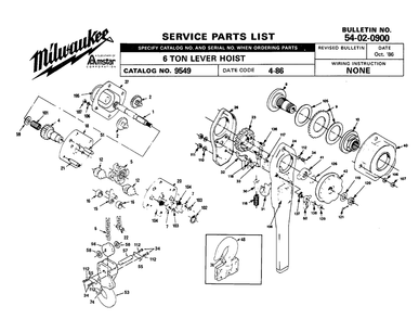 Fig-0 Diagram and Parts List for 9549 4-86 Milwaukee Hoist & Winch