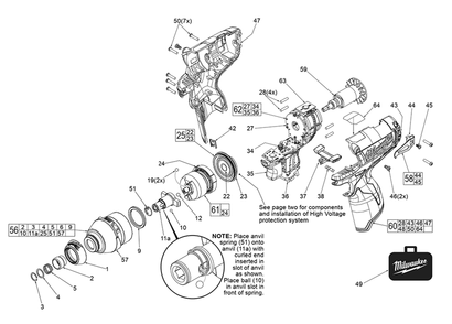 Fig-0 Diagram and Parts List for 2453-20 E51C Milwaukee Impact Driver