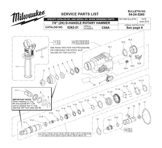 Fig-0 Diagram and Parts List for 5262-21 C88A Milwaukee Hammer Drill
