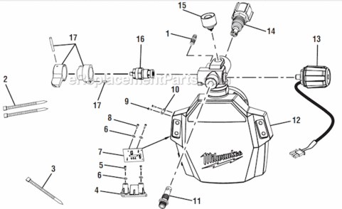 Page B Diagram and Parts List for M4910-10  Milwaukee Paint Sprayer