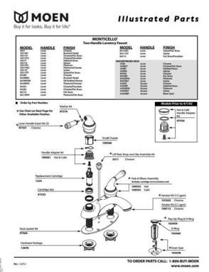 Part List Diagram and Parts List for 84200  Moen 