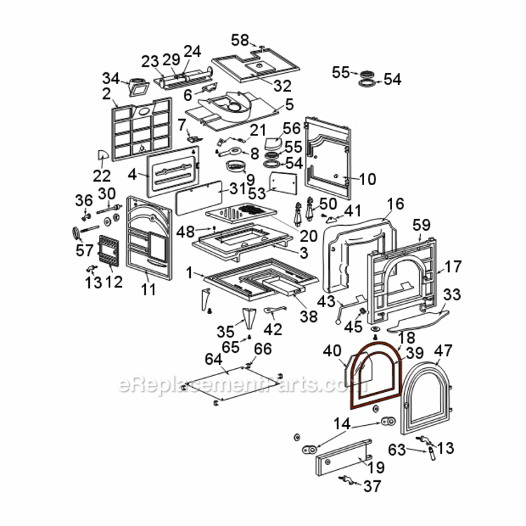 Page A Diagram and Parts List for 2461  Monessen Heating Stove