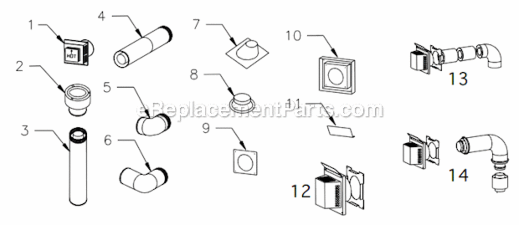 Page B Diagram and Parts List for 320DV4136PV  Monessen Fireplace & Insert