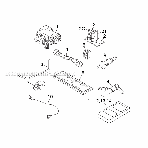 Natural Gas Bdv300Nv7 And Propane Bdv300Pv7 Standing Pilot - Millivolt Control Diagram and Parts List for BDV300  Monessen Fireplace & Insert