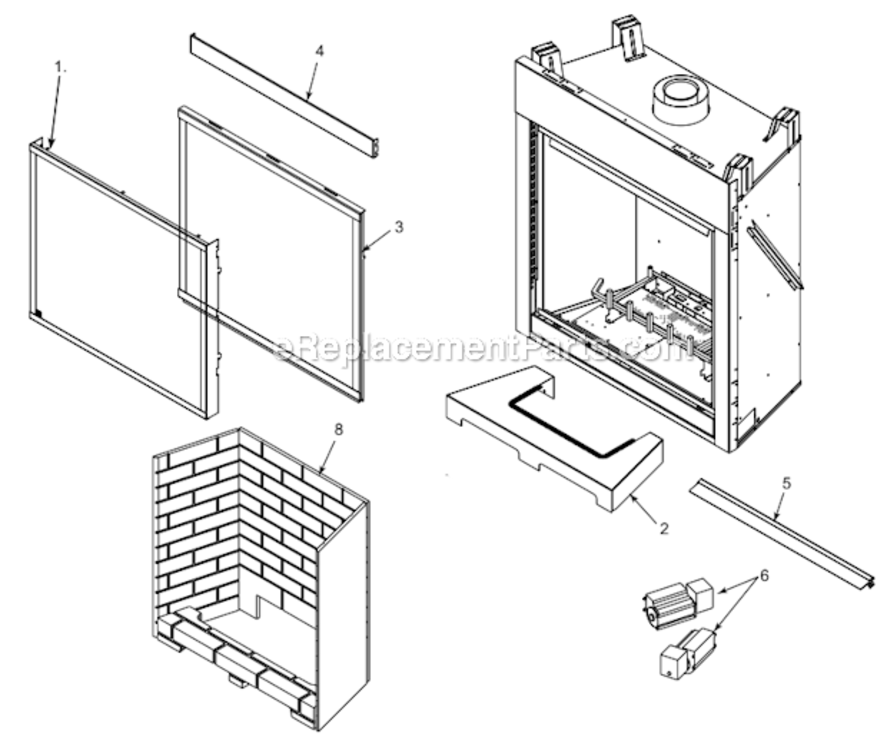 Firebox_Components Diagram and Parts List for BLDV400NSC7  Monessen Fireplace & Insert