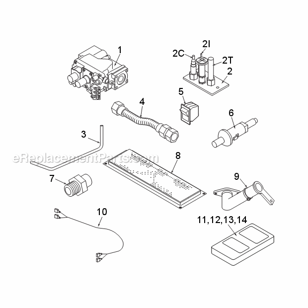 Natural Gas Bldv500Nv7 And Propane Bldv500Pv7 Standing Pilot - Millivolt Control Diagram and Parts List for BLDV500 BLDV7 Series Monessen Fireplace & Insert