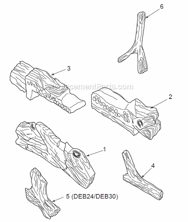 Deb24 Logs Diagram and Parts List for DEB24  Monessen Heating Stove