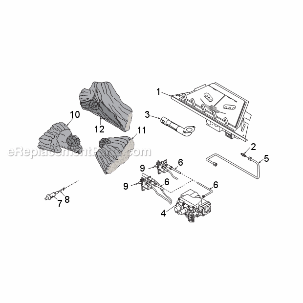 Natural Gas Dfx24Nvc And Propane Dfx24Pvc Millivolt Control Burner Diagram and Parts List for DFX24C  Monessen Fireplace & Insert