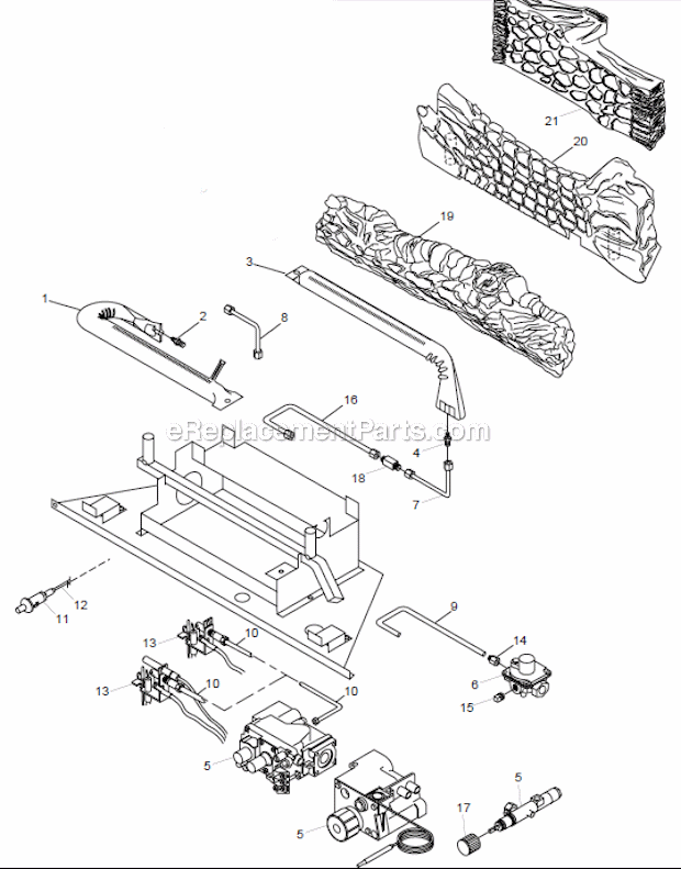 Page B Diagram and Parts List for DFX24 T-STAT Monessen Fireplace & Insert