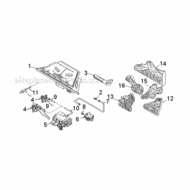 Natural Gas Dfx32Nvc And Propane Dfx32Pvc Millivolt Burner Diagram and Parts List for DFX32C  Monessen Fireplace & Insert