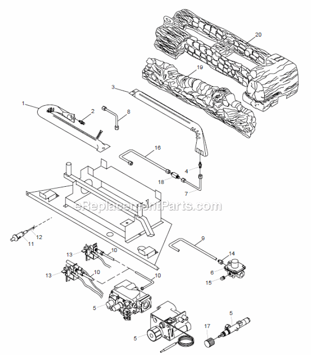 Replacement Parts Diagram and Parts List for DFX32NV  Monessen Fireplace & Insert