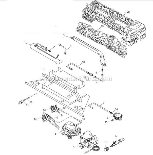 Page B Diagram and Parts List for DFX32 T-STAT Monessen Fireplace & Insert