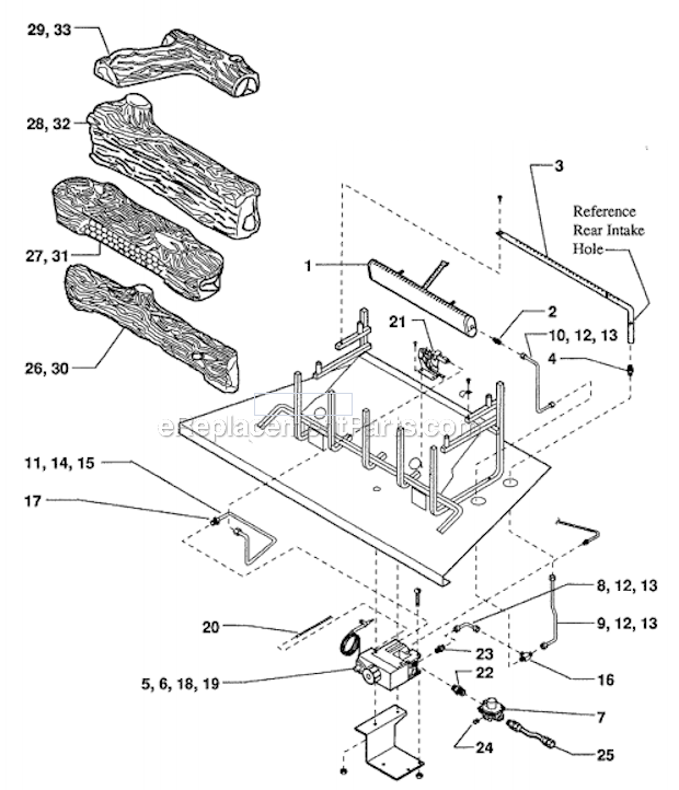 Gas Fireplace Manual Diagram and Parts List for DZ36NT  Monessen Fireplace & Insert