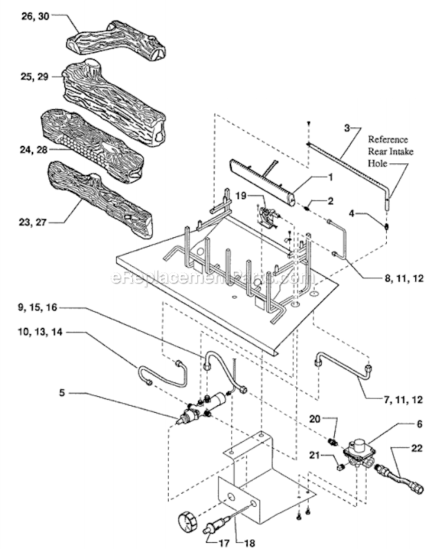 Propane Fireplace Manual Diagram and Parts List for DZ36NT  Monessen Fireplace & Insert