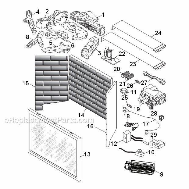 Natural Gas And Propane Lx32Dv Diagram and Parts List for LX32DV  Monessen Fireplace & Insert