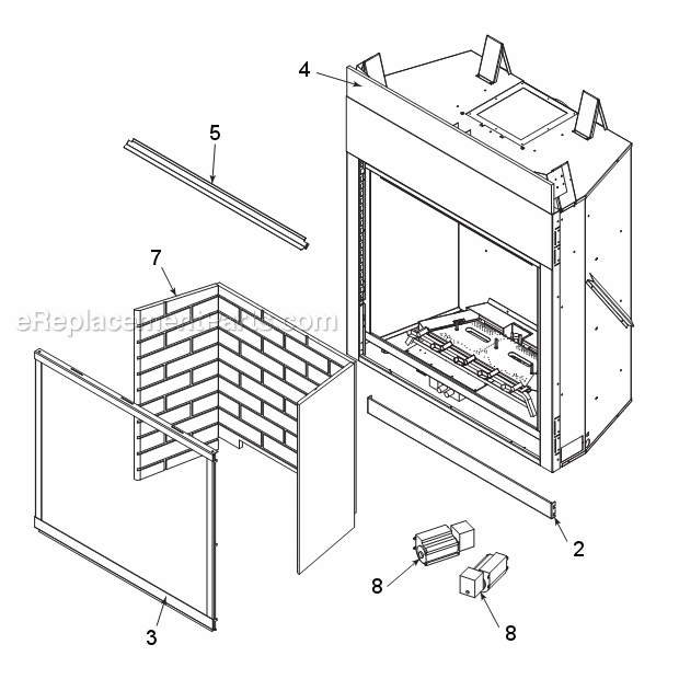 Mldv500 Firebox Diagram and Parts List for MLDV500  Monessen Fireplace & Insert