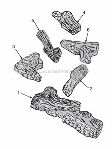 Logs Diagram and Parts List for DFS42 PVC Monessen Fireplace & Insert