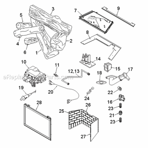 Natural Gas Ildv40Nv And Propane Ildv40Pv Replacement Parts Diagram and Parts List for ILDV40 ILDV Series Monessen Fireplace & Insert