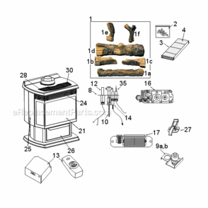 Rfsdv34 Natural Gas And Propane Diagram and Parts List for RFSDV34  Monessen Heating Stove
