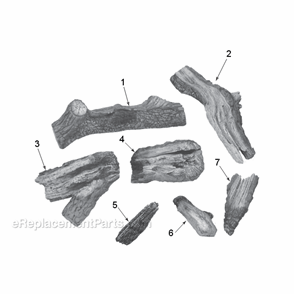 Vwfod24 Weathered Pine Logs Diagram and Parts List for VWFOD24  Monessen Fireplace & Stove
