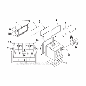 Page A Diagram and Parts List for WR270007  Monessen Heating Stove