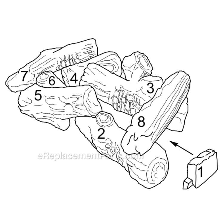 Bo24-R And Bo24-F Berkeley Oak Refractory Logs Diagram and Parts List for NB24  Monessen Heating Stove