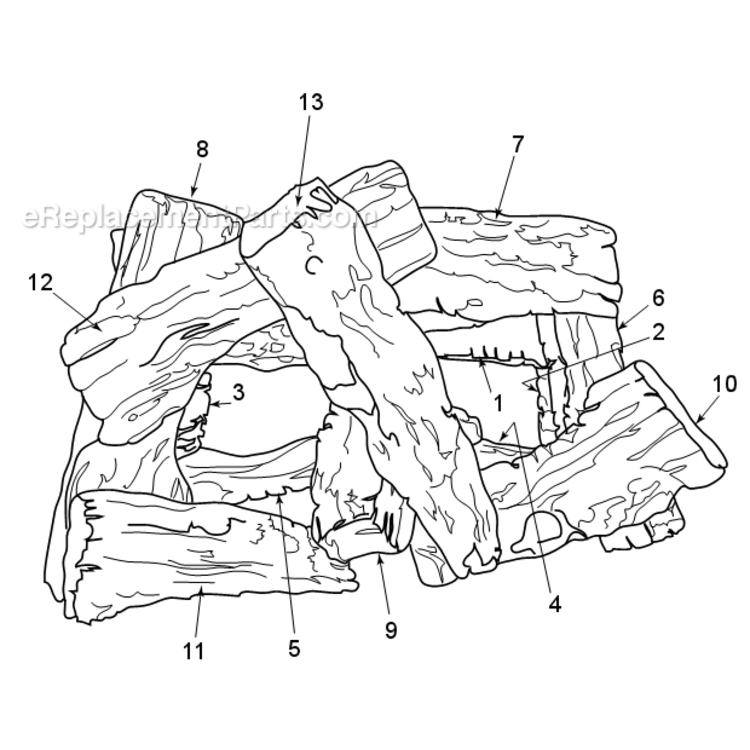Sc24-R Stoney Creek Refractory Logs Diagram and Parts List for NB24  Monessen Heating Stove