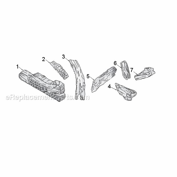 Vwfod24 Split River Oak Logs Diagram and Parts List for VWFOD24  Monessen Fireplace & Stove