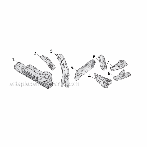 Vwfod30 Split River Oak Logs Diagram and Parts List for VWFOD30  Monessen Fireplace & Stove