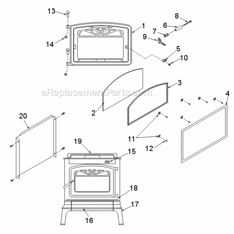 Page A Diagram and Parts List for WR2000L02  Monessen Heating Stove