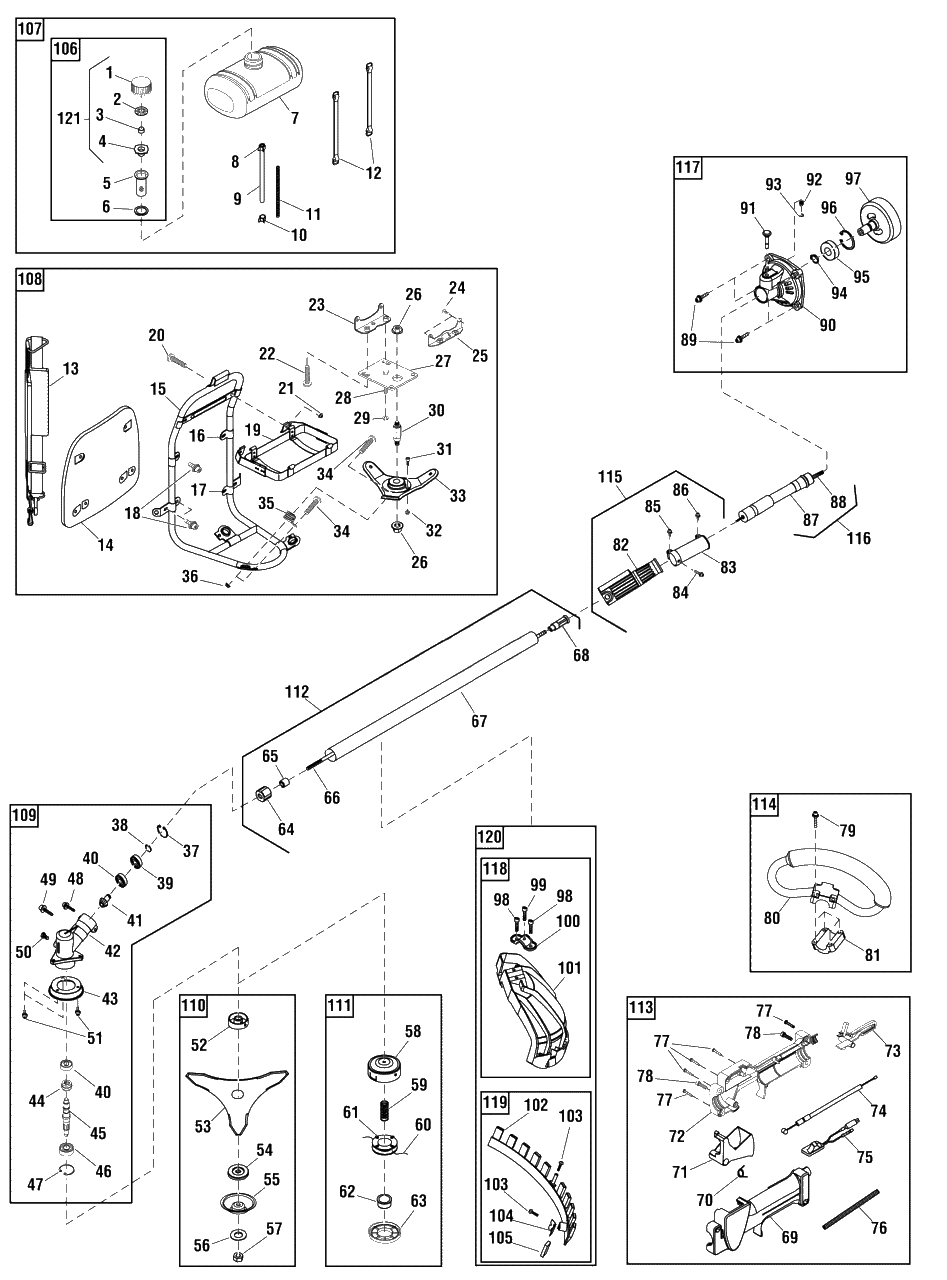 Shaft Group (866020 866032) Diagram and Parts List for BP43-W (866021)(2011) Murray Brush Cutter