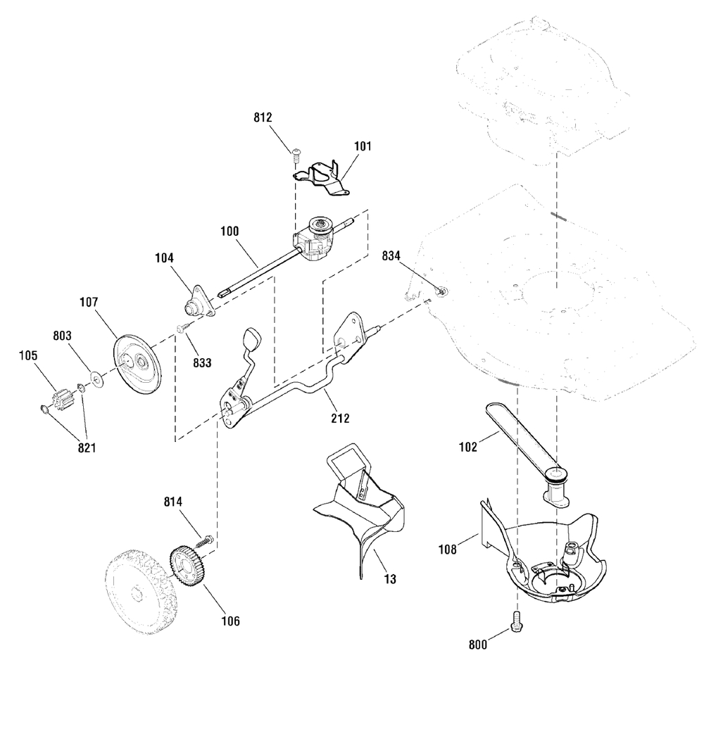 Drive Group Diagram and Parts List for MXM550 (881027)(2010) Murray Lawn Mower
