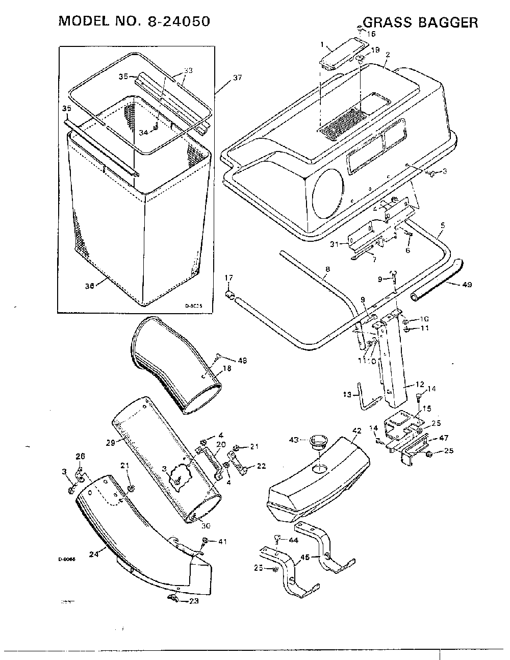 Grass bagger Diagram and Parts List for 8-24050  Murray Leaf Blower / Vacuum