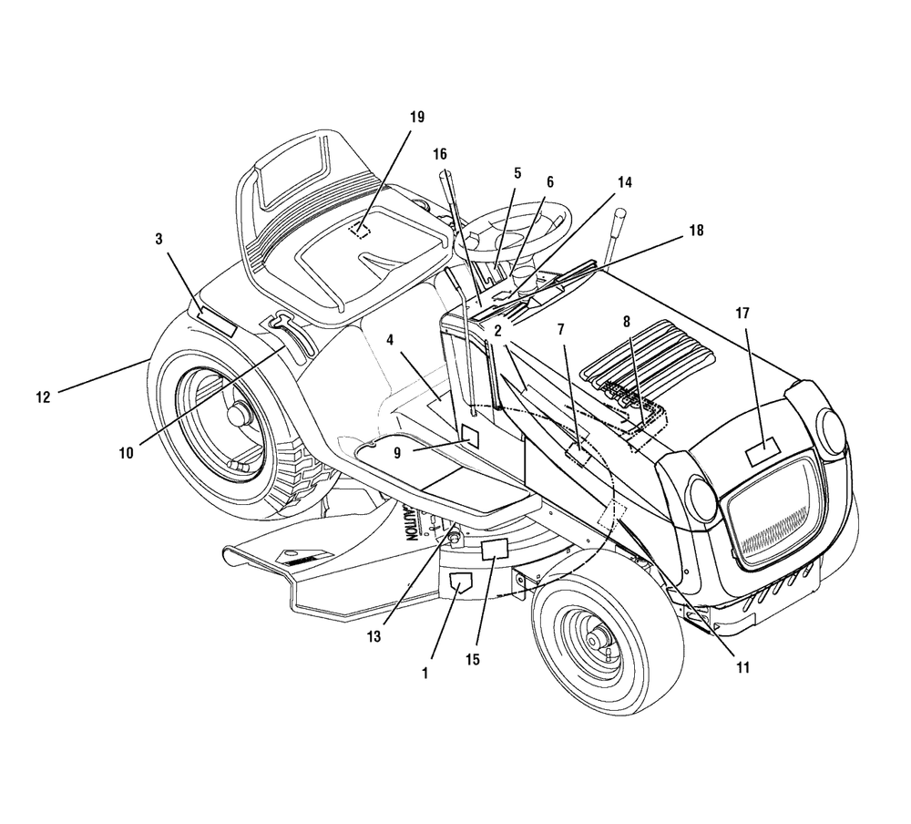 Decals Diagram and Parts List for 405628X114 (7800280)(2008) Murray Lawn Tractor
