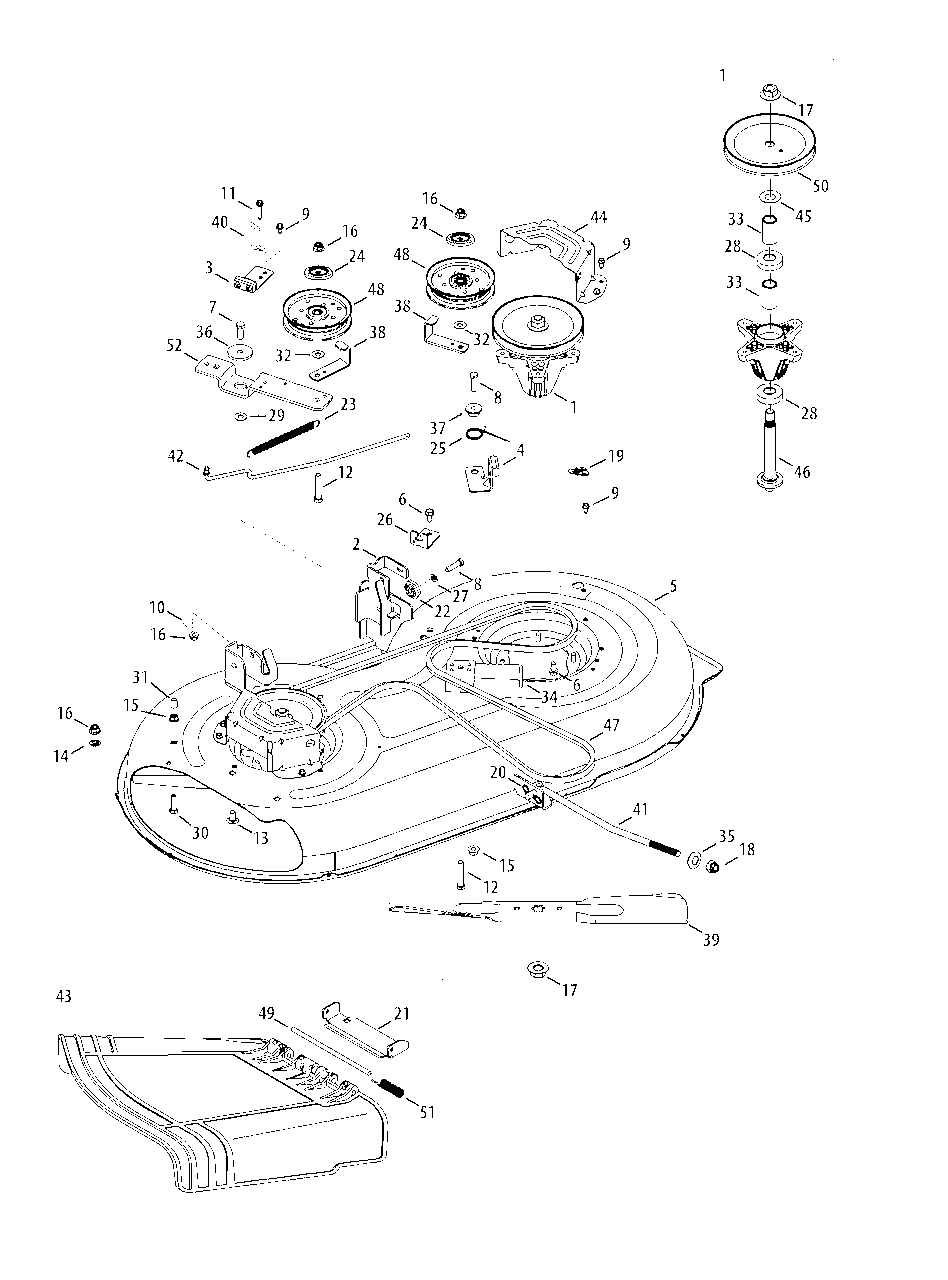 Mower Deck 42-Inch Diagram and Parts List for 13AO785S058 2013 Murray Lawn Tractor