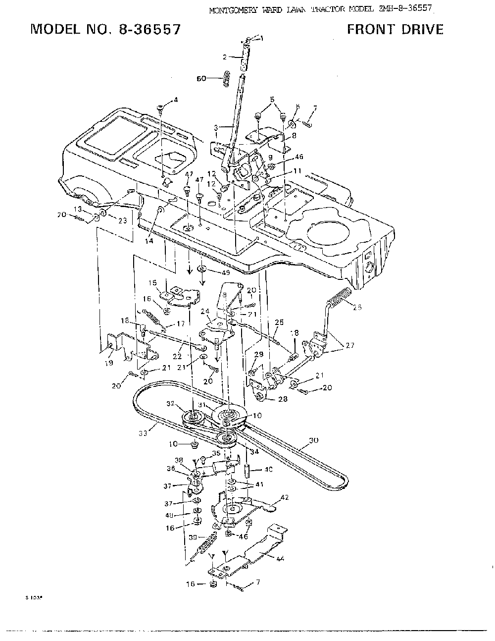 Front drive Diagram and Parts List for 8-36557  Murray Lawn Tractor