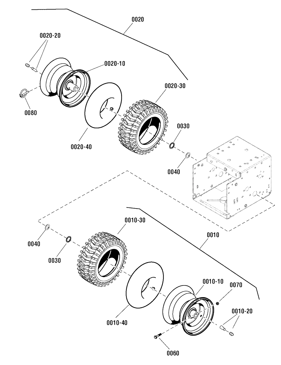 Wheels And Tires Group Diagram and Parts List for 824EX (1696123)(2011) Murray Snow Blower
