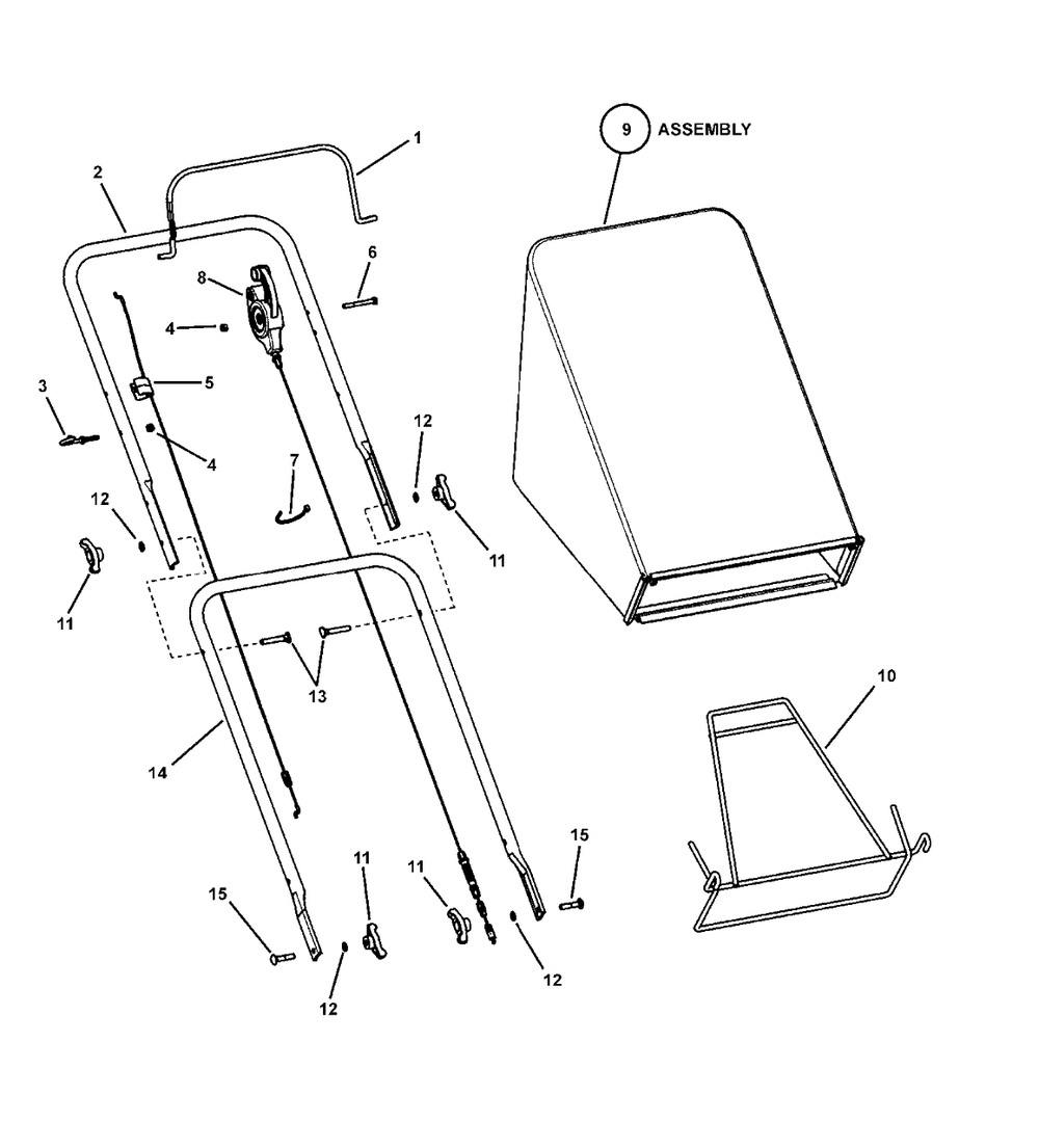 Handles And Controls - Self-Propelled Diagram and Parts List for NMP2265 (7800242)(2008) Murray Lawn Mower