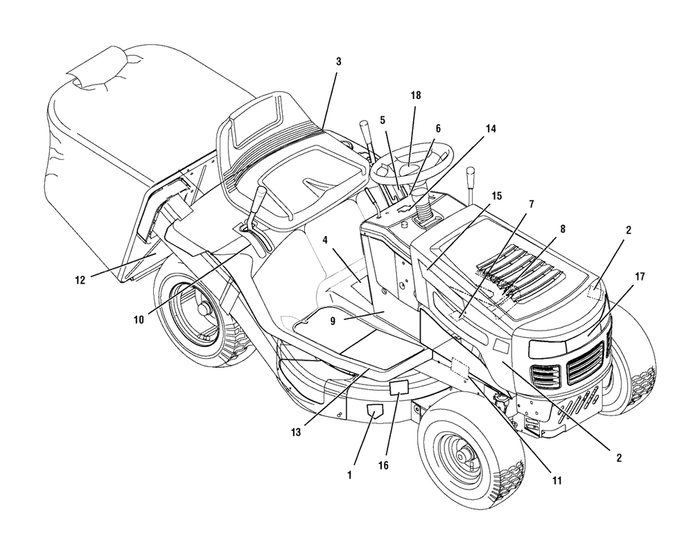 Decals Diagram and Parts List for 312006X51A (7800523)(2009) Murray Lawn Tractor