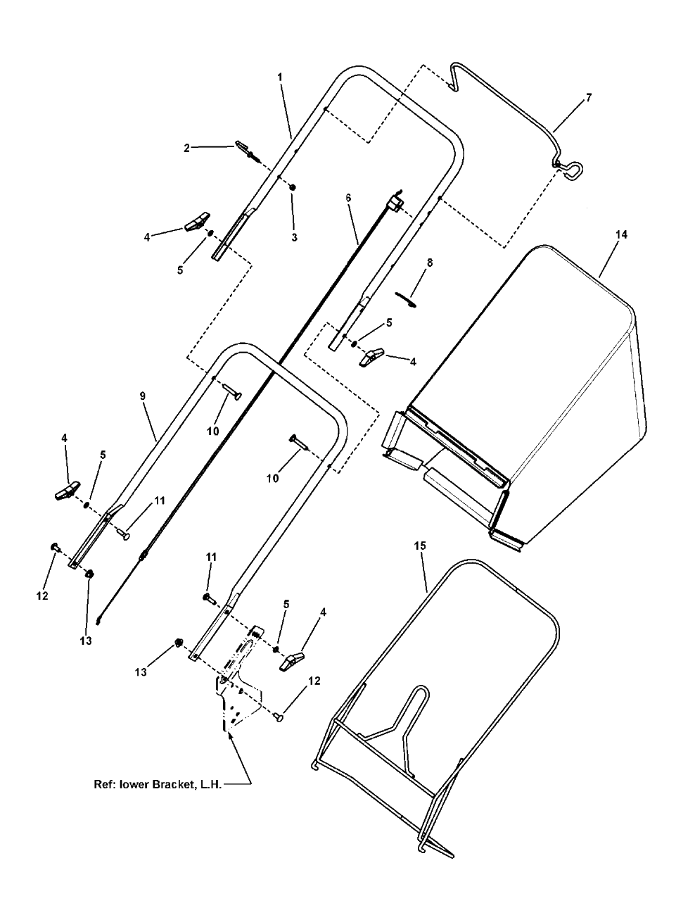 Handles And Controls (Push) Diagram and Parts List for M2265HW (7800454)(2010) Murray Lawn Mower
