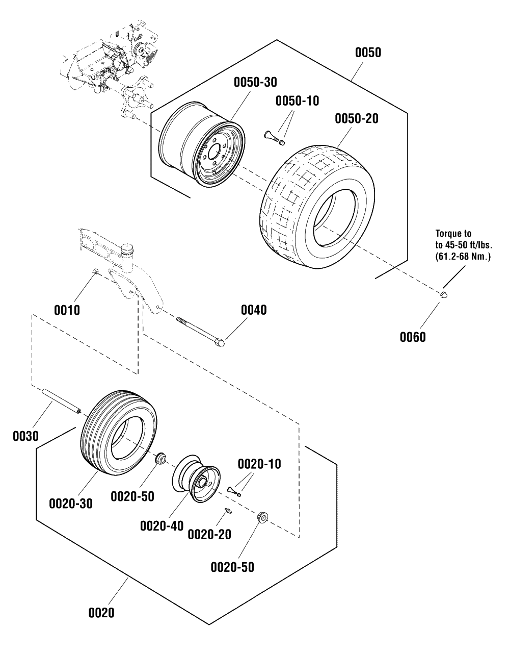 Wheel And Tire Group Diagram and Parts List for EZT2042 (2691041-00)(2012) Murray Lawn Tractor