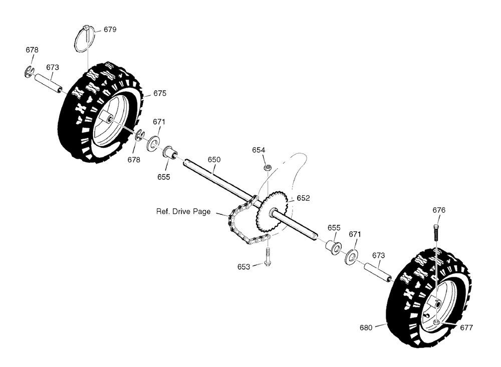 Wheels Diagram and Parts List for 900-26 (1695459)(2007) Murray Snow Blower
