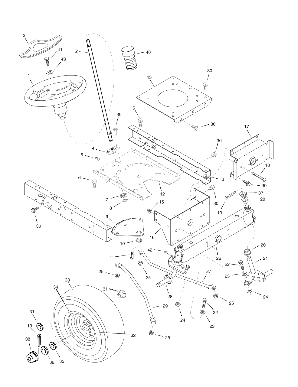 Steering Diagram and Parts List for 405628X51 (7800281)(2008) Murray Lawn Tractor