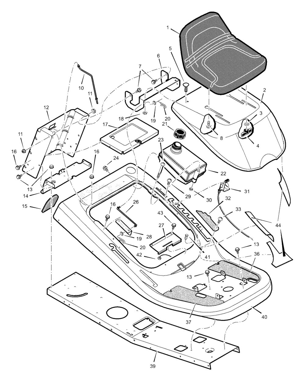 Chassis And Hood Diagram and Parts List for 309000X8A 2003 Murray Lawn Tractor